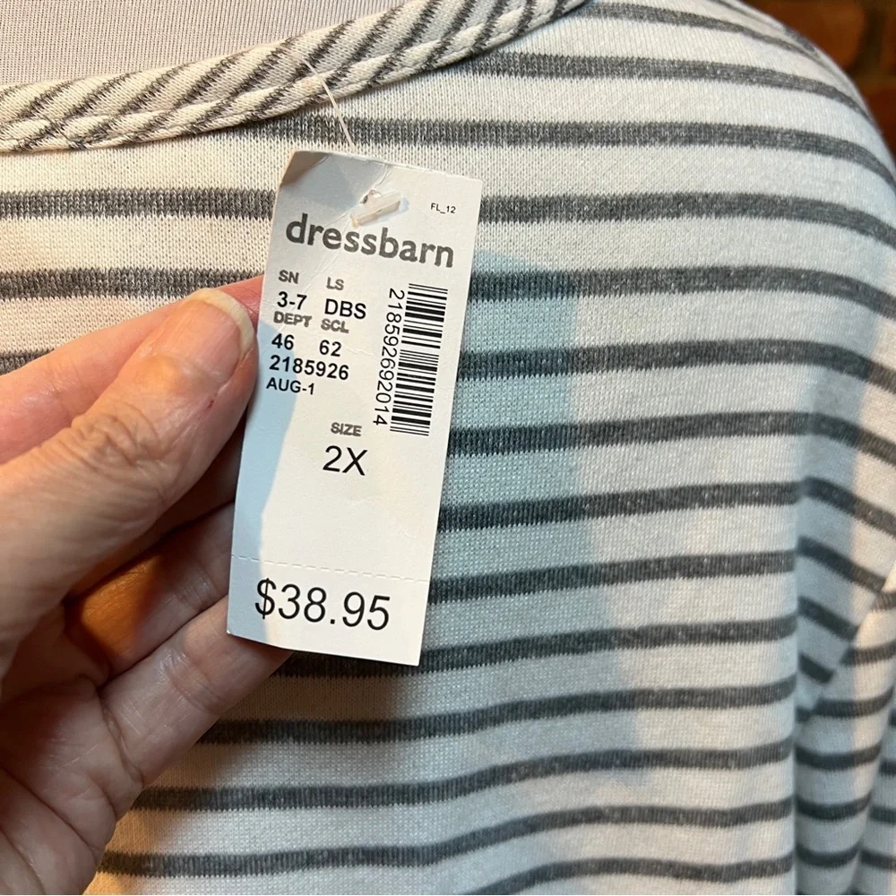 Dressbarn Sunday Womens Top 2X White Gray Blend Sweater Blouse NWT - Picture 7 of 11